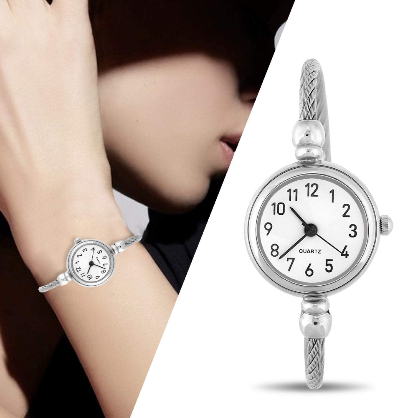 WosuneAnalog Watch, Wrist Watch Women Watch Bracelet Watch for Students for Gift for Girl for Friends(Digital White Disk)