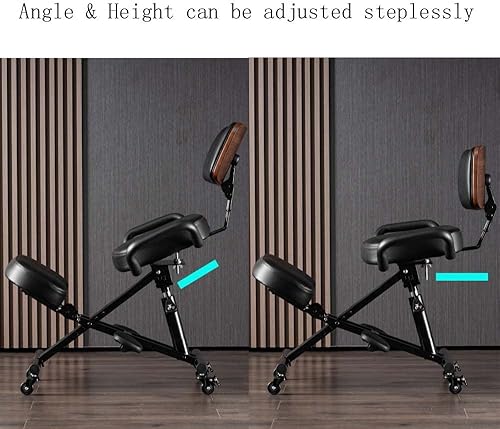 Miniatura 5 de Silla ergonómica de rodillas con soporte de espalda, silla de escritorio ajustable para el hogar y la oficina, reduce la presión en tus espinillas