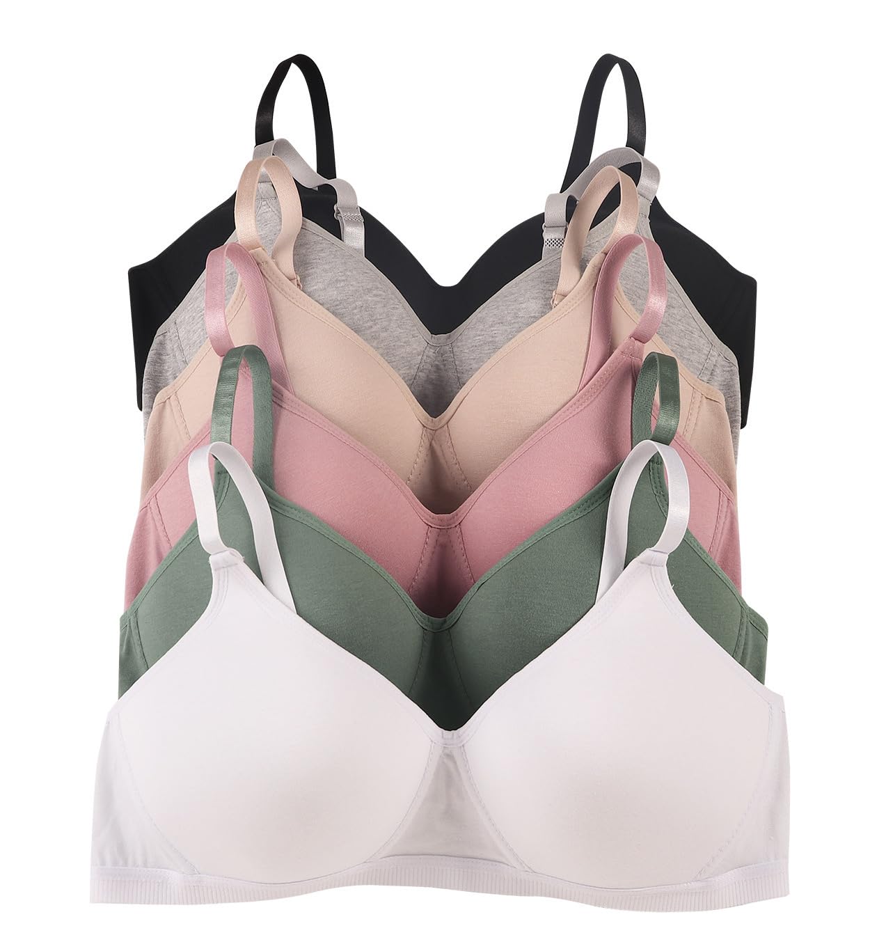 Viola's Secret 6 Pack of Color Print T-Shirt Bras B Cup C Cup and D Cup