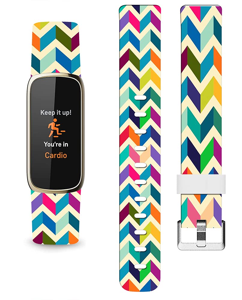 Luxe Bands Silicone for Women - ENDIY Designer Cute Personalized Strap Compatible with Fitbit Luxe Lux 2021 Small - Candy Rainbow
