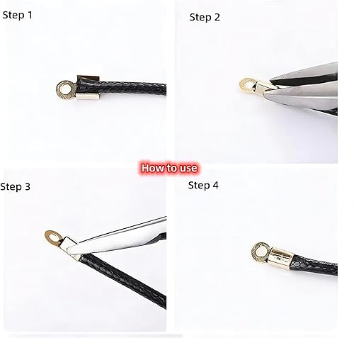 Miniatura 4 de 200 puntas de extremo de cable plegables, tapas de extremo plegables de cuero, puntas de cierre de cinta de cuero, conector de joyería para