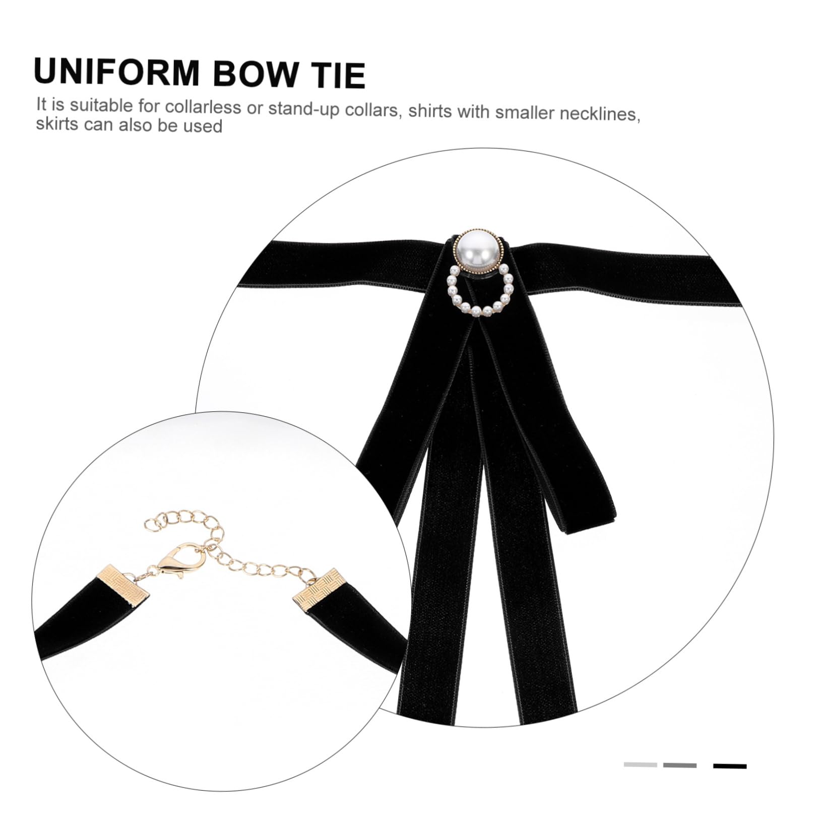 Veemoon 1pc Velour Bow Tie with Imitation Pearl for Uniforms and Formal Attire Fit Elegant Occasions