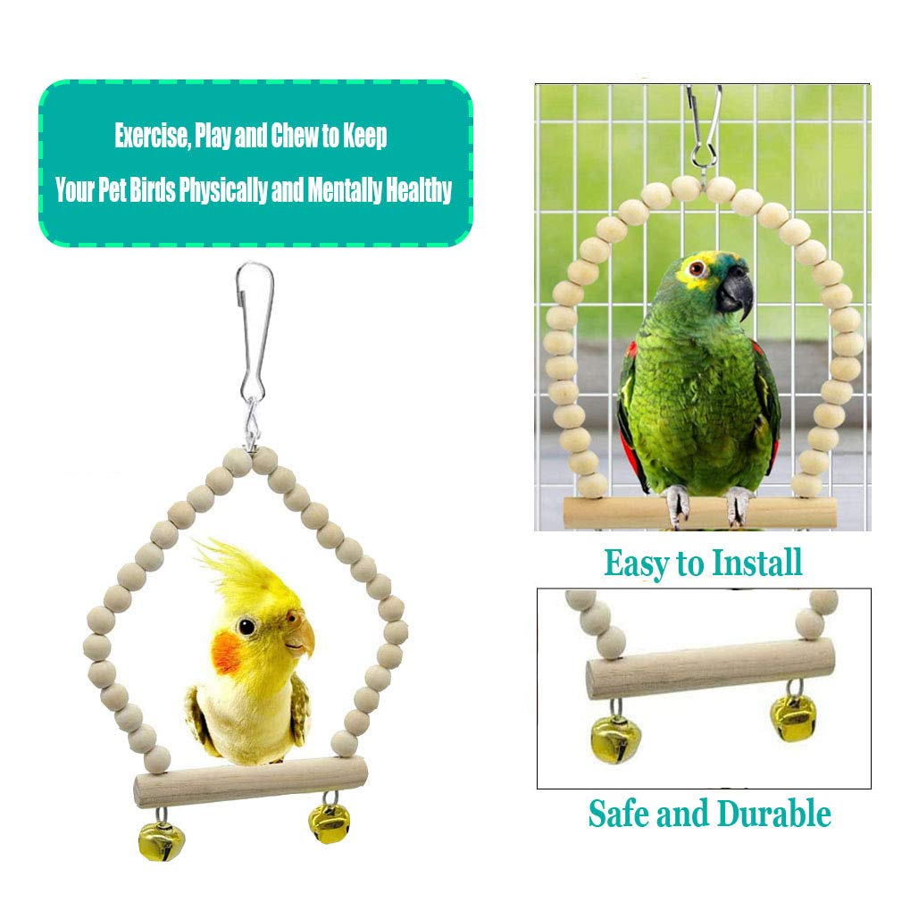 Juguetes de Loro Pájaros 8 Piezas con Juguete de Masticación y Columpios de Perchas Usado para Jaula de Aves - Decoracion de Pajarera y Campana Colgante Hamaca para Periquitos, Cockatiels #2