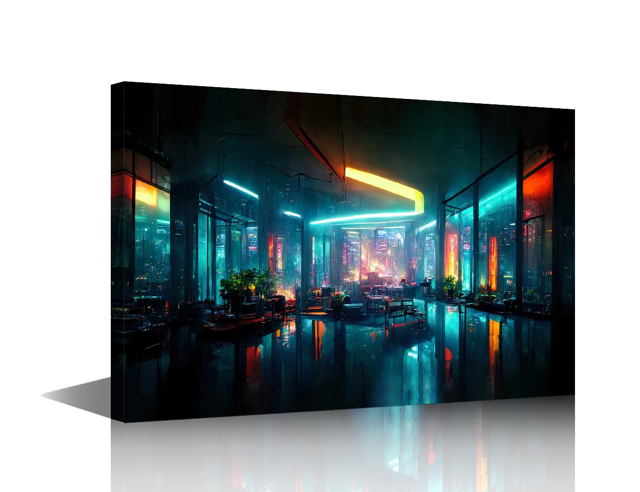 Canvas Wall Decor Cyberpunk Style Apartment Living Room Poster Prints on Canvas for Living Room Entertainment Room Wall Decor Framed to Hang 12x18 in