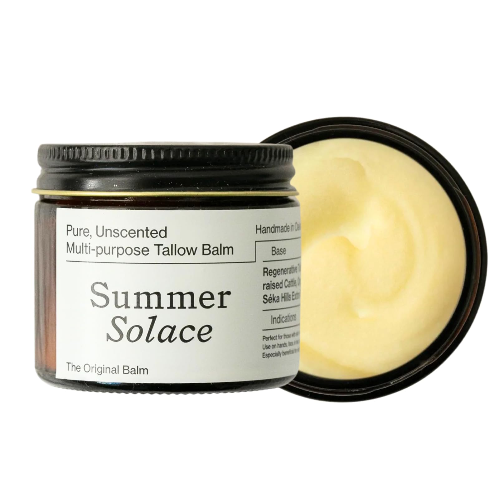 Summer Solace Pure Unscented Tallow Balm Nourishing Face & Body Cream Multi Purpose Hydrating Natural Moisturizer For Soft, Supple Skin Body Butter