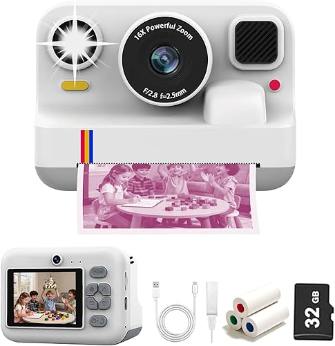 Cámara de impresión instantánea para niños, cámara digital instantánea, regalos de cumpleaños de Navidad para niñas de 3 a 16 años, impresora