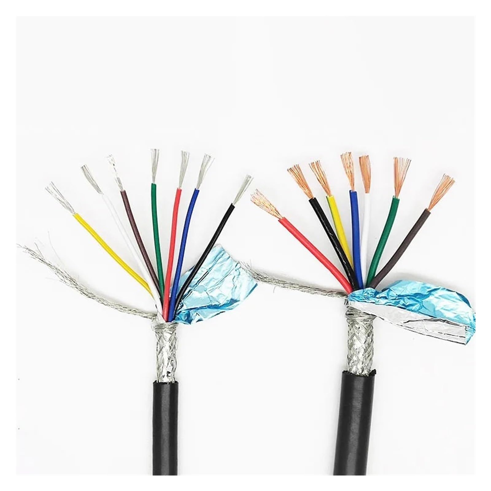 Ekranowany kabel sygnału sterującego RVVP o długości 50 m, 2-8-rdzeniowy drut miedziany z PVC | Drut miedziany z PVC 17/18/20/22/24/26AWG, przewód audio, izolacja PVC,(5CORES_22AWG 0.3MM2)