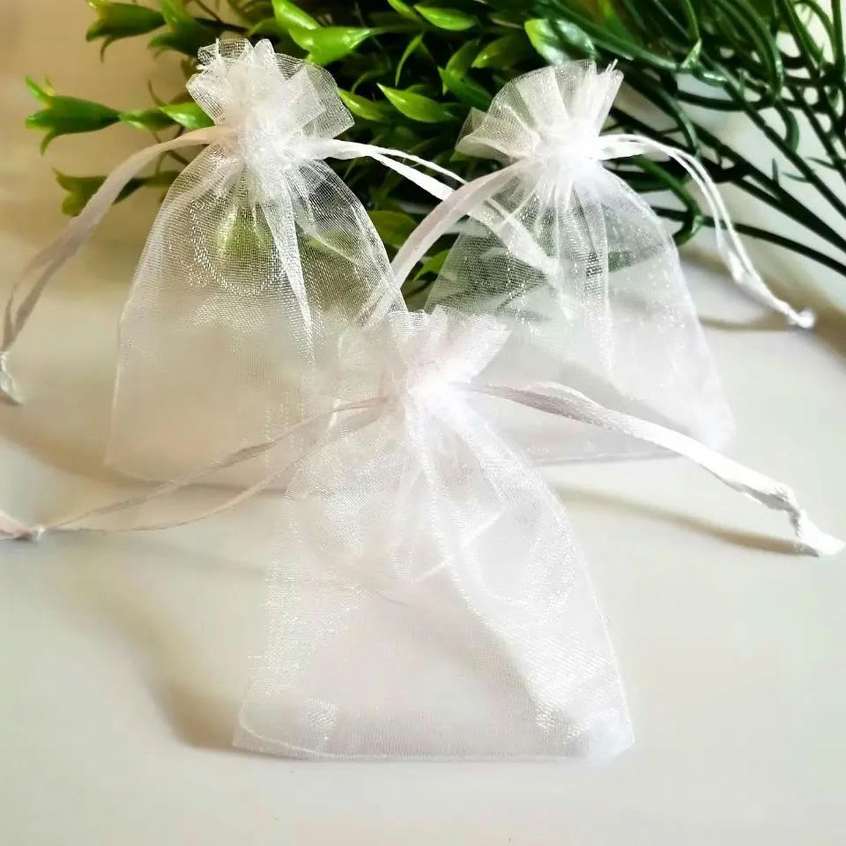 100 sztuk/partia Przezroczyste torebki na biżuterię Organza torby rzemieślnicze Torby ze ściągaczem do pakowania Boże Narodzenie Ślub Urodziny