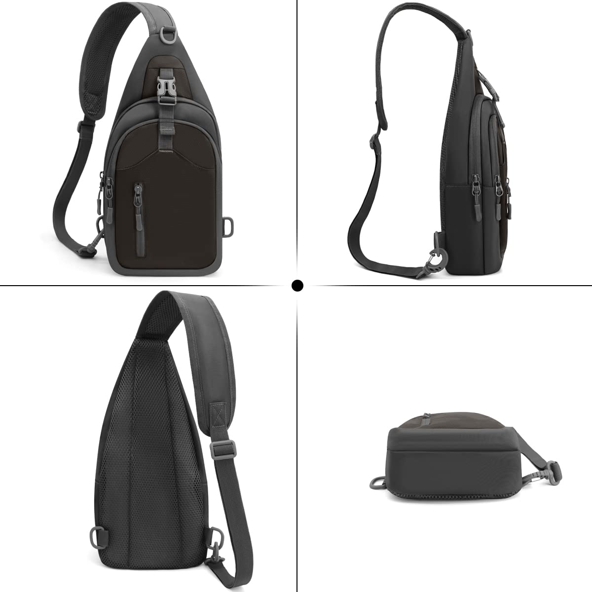 REETEE Sacoche Homme Bandouliere, Sac de Poitrine Sacoche Bandoulière avec Multi-Compartiments Léger Casual Sling Bag pour Homme et Femme pour Randonnée Cyclisme Voyage Camping (noir)