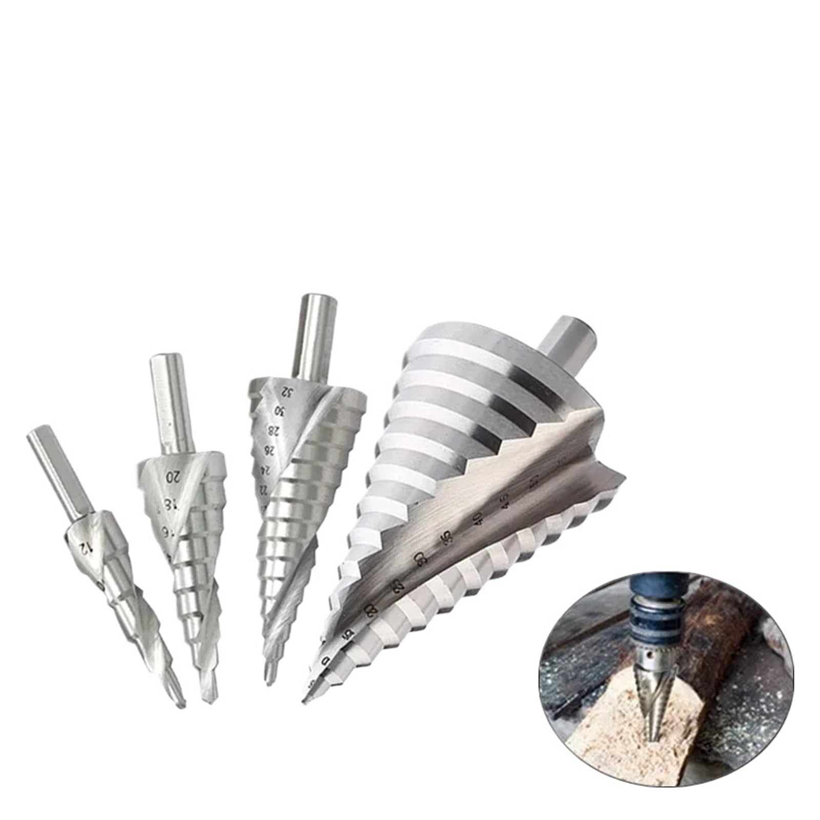 4-12 4-20 4-32 6-60 mm Pagoda Taladro Tornillo Núcleo Herramienta de perforación Acero Espiral Ranurado Metal Broca escalonada(4-12 4-20 4-32)