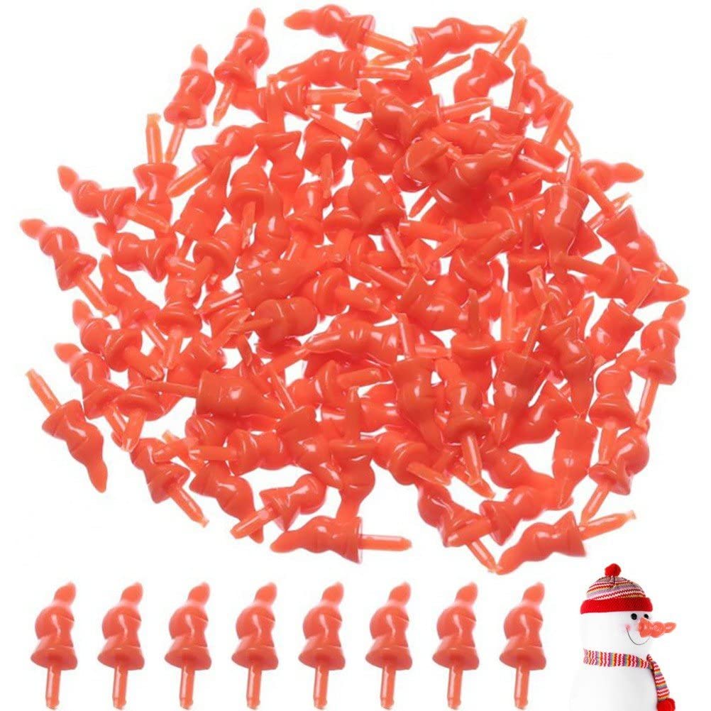 Stakee Red Plastic Safety Noses 50Pcs Plastic Snowman Noses Handmade Carrot Noses Cute Nose For Christmas Diy Snowman