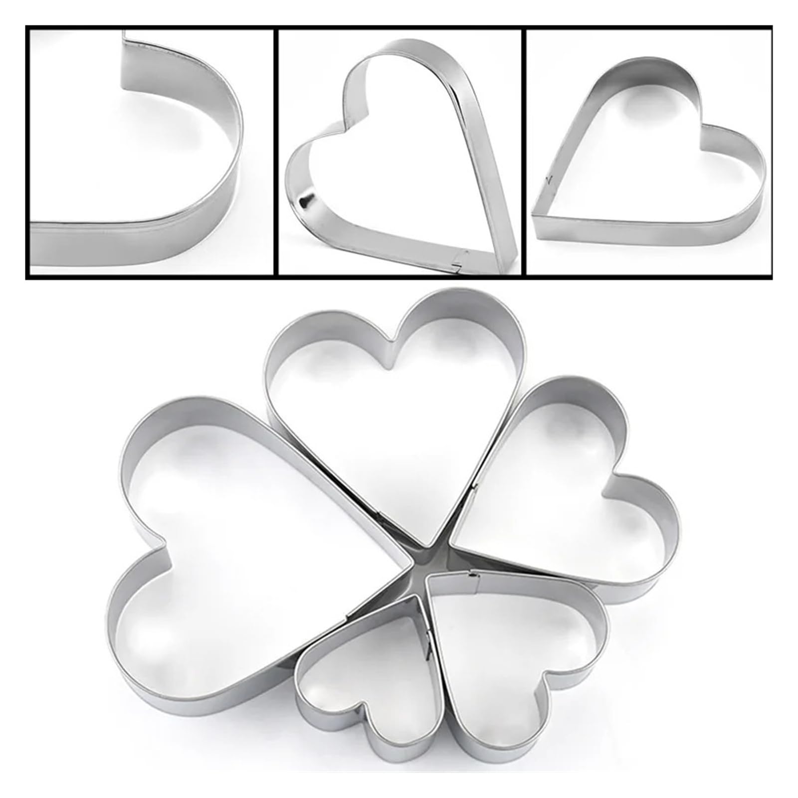 5 pièces bricolage coeur d'amour en acier inoxydable emporte-pièce en acier inoxydable coeur outils de cuisson moules à biscuits for outils de gâteau de la saint-valentin