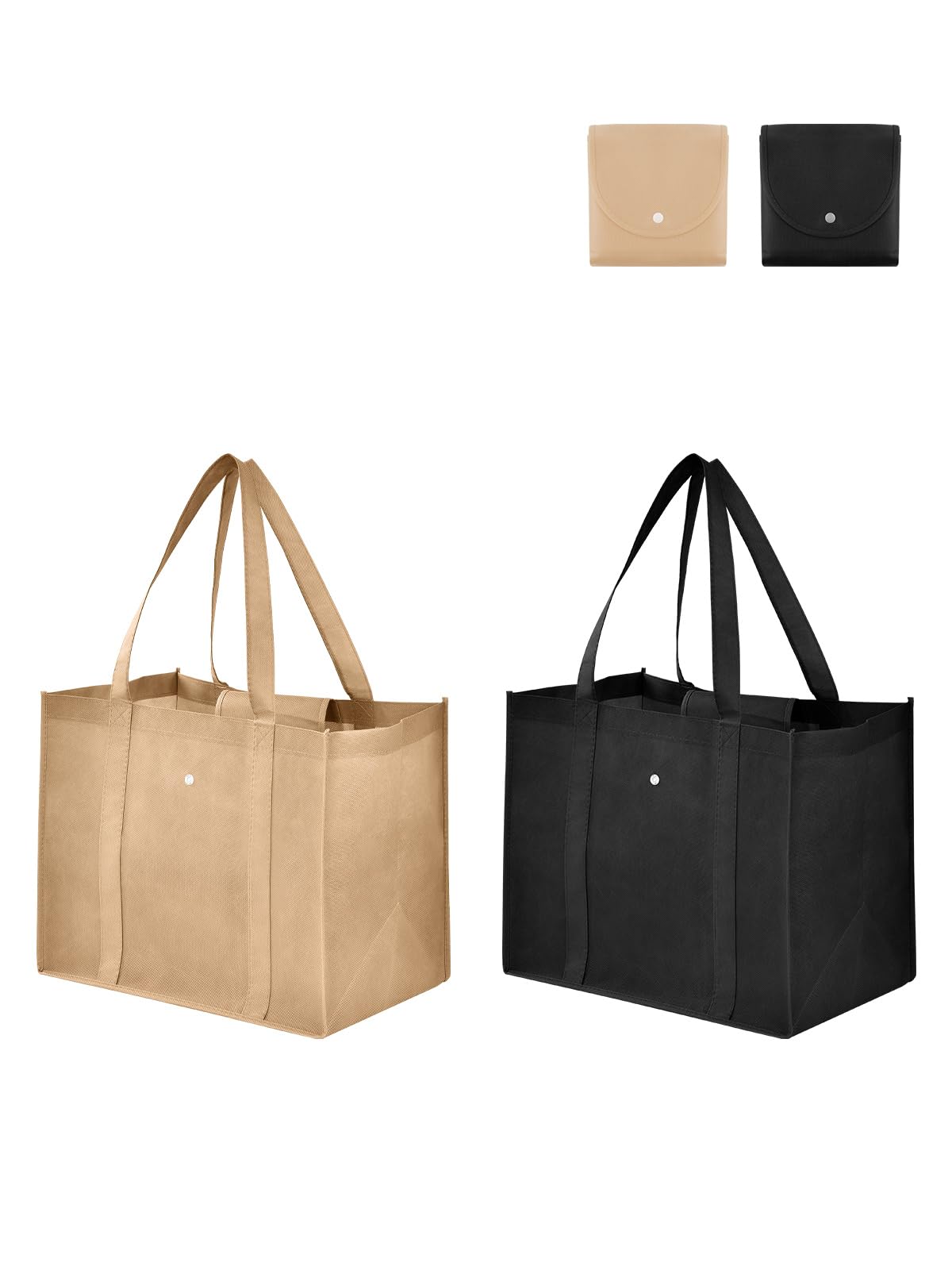 aceyoon 2 Pack Bolsa de Compras Plegable y Reutilizable Shopping Bag con Asas Largas y Sólidas Bolso de Mano para Mujer Hombre para Compras, Picnic, Viajes, Playa 41x26x33cm