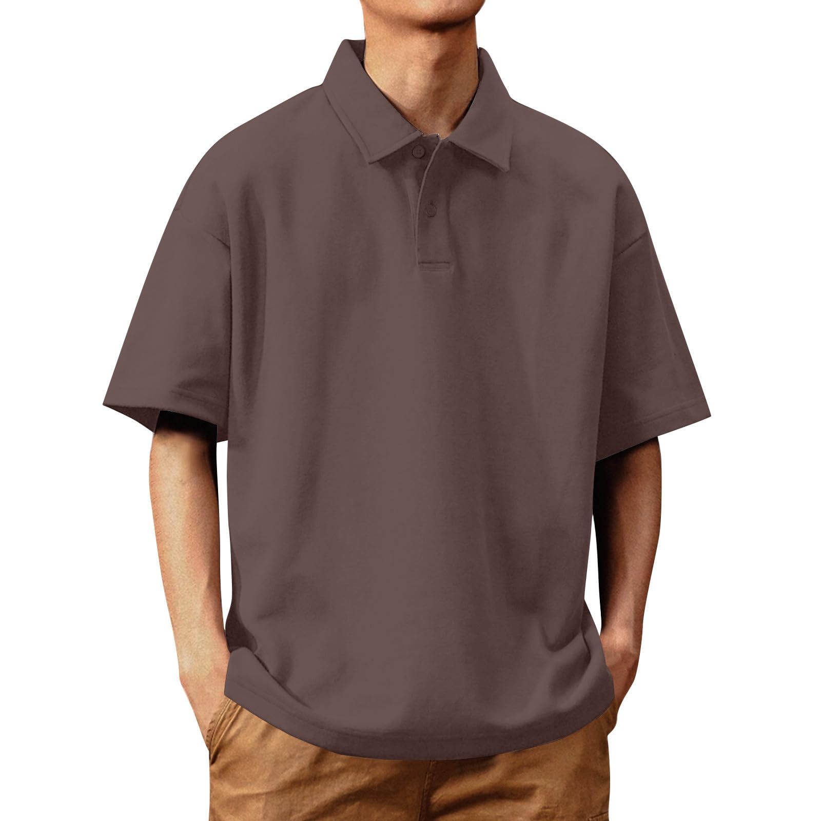 GenericMen's Short Sleeve Polo Shirts with Pocket Contrasting Colors Golf T-Shirt Tops Stay Comfortable and Stylish Regular fit Sports Wear Casual Polo Shirts