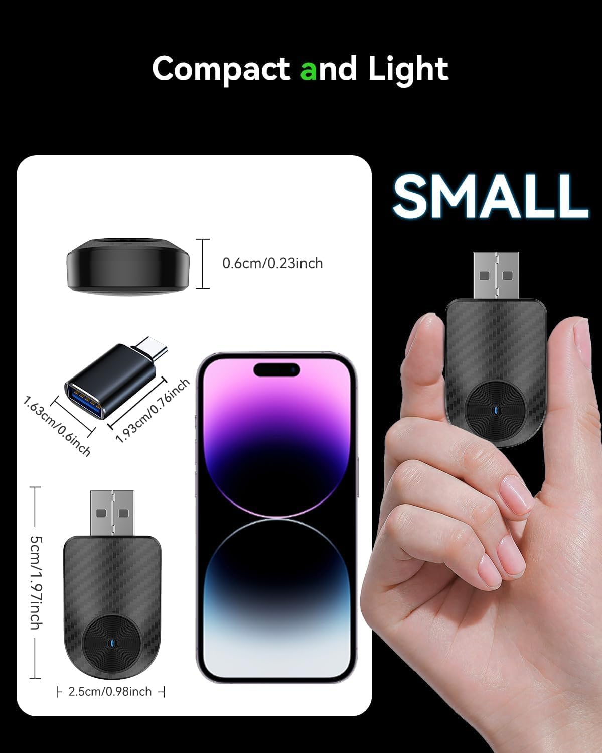 2026 Upgrade Android Auto Wireless Adapter – Mini Dongle Converts OEM Wired to Wireless, Plug & Play USB-A/C, 5GHz Stable Connection, Compatible with Cars (2016+) & Phones 11+