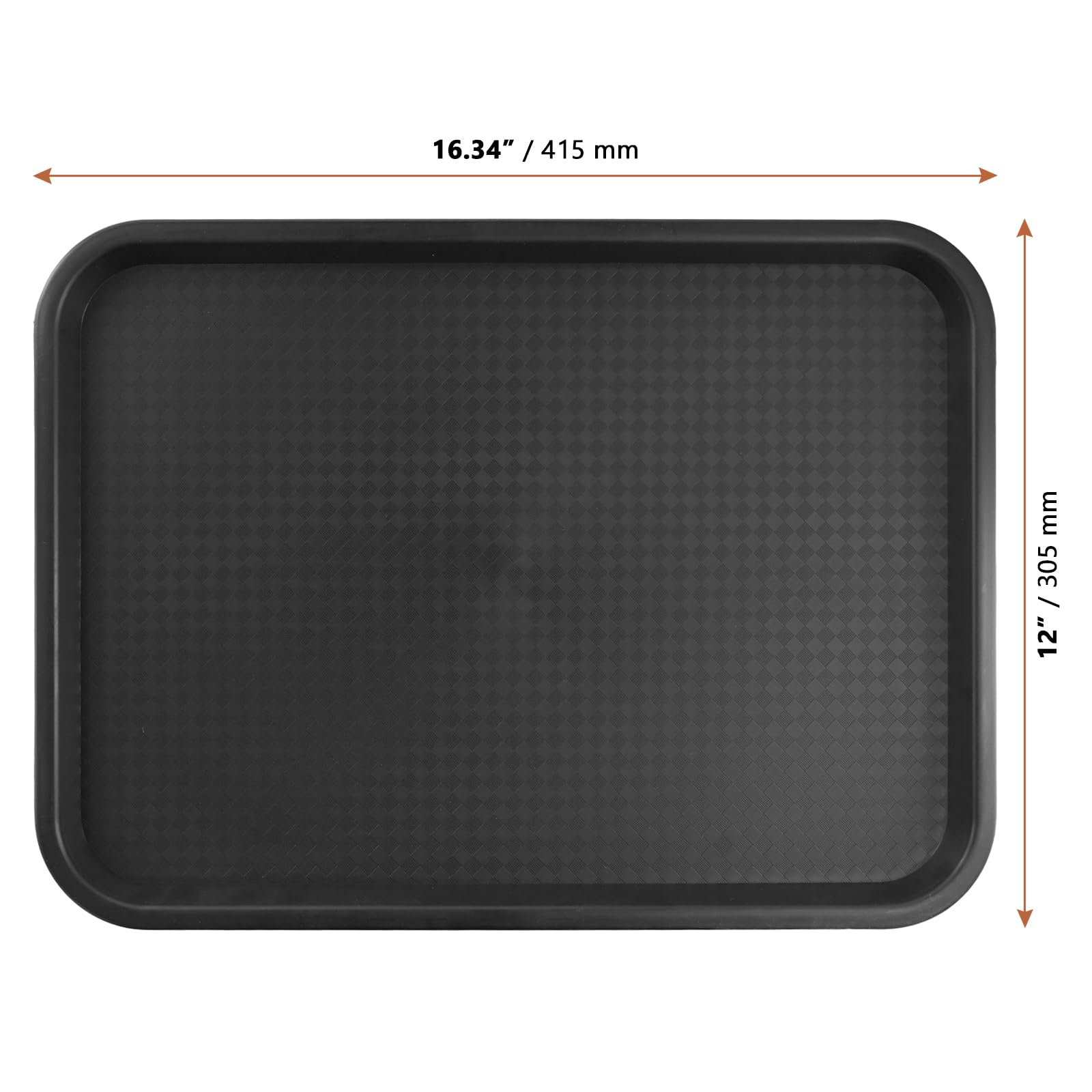 LEXININ 10 vassoi rettangolari in plastica nera per fast food, 41 x 30 cm, vassoi rettangolari per caffetteria, ristorante, fast food