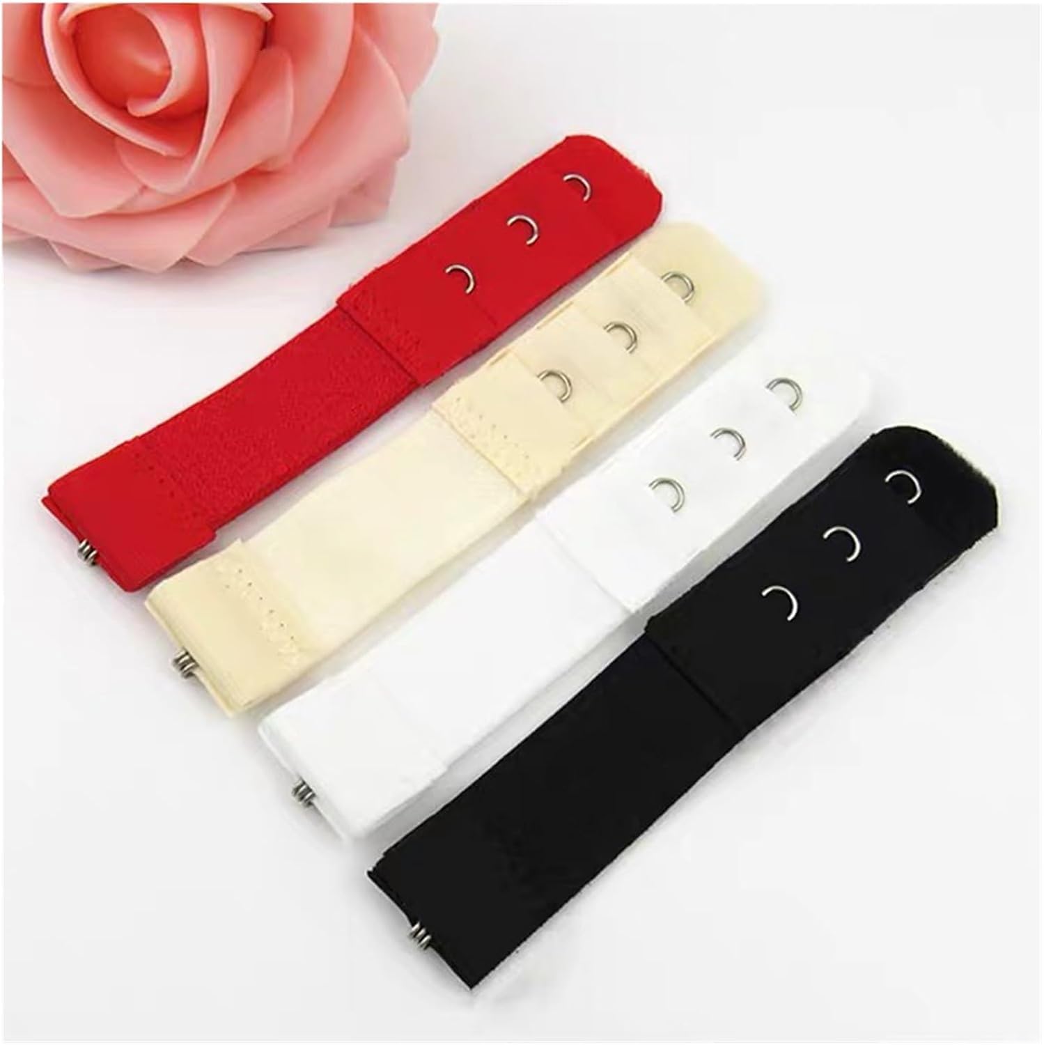 Sujetadores seguros, extensores versátiles, cierres giratorios, 1 fila y 3 ganchos, extensor de brasier, cierre de nailon, extensión de ropa interior, Rojo Rouge, 1Pc