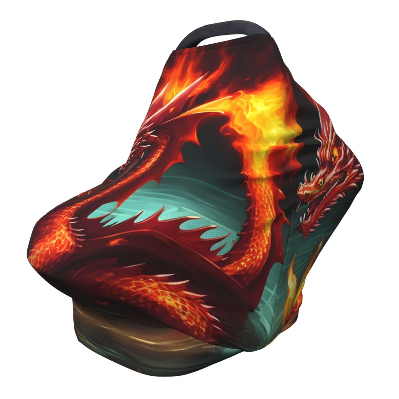 XZDHYZ Dragon King in Fire Versatile full-print Stroller Chair Cover/Nursing Cover, specially designed for your baby, Black