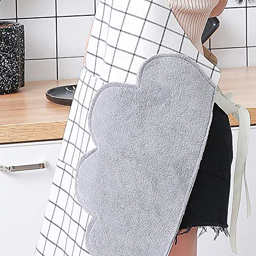 Image of KPNG Waterproof & Adjustable Durable Stripe Chef Bib Apron with Convenient Pocket and 2 Side Coral Velvet Towels Stitched, for Home Kitchen, Grill, Cooking, Restaurant. (Green, 2)