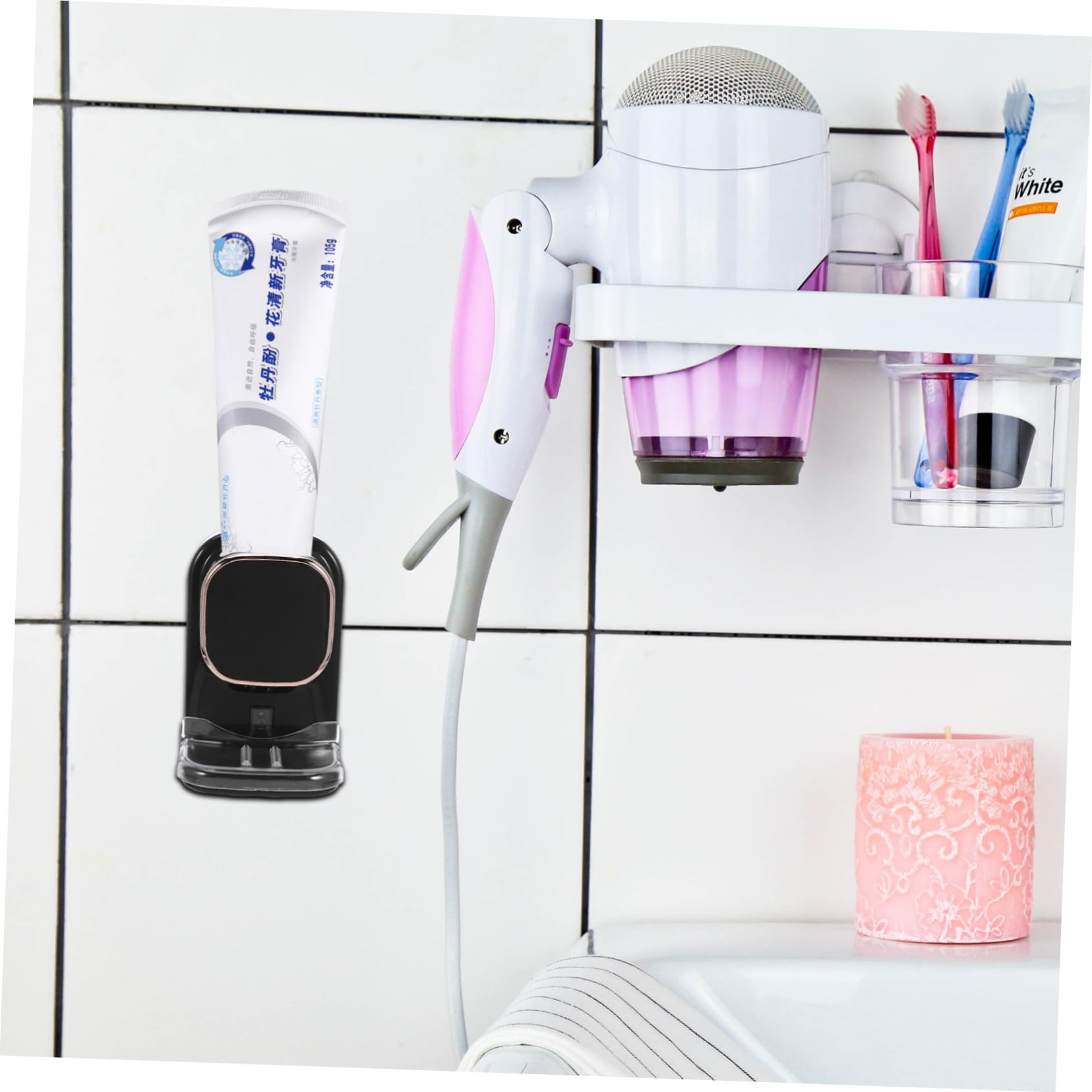 Mikikit Dispenser di Dentifricio Elettrico con Sensore, Materiale Plastico Nero, Durata, Ricaricabile USB, per Bagno e Lozione Mani