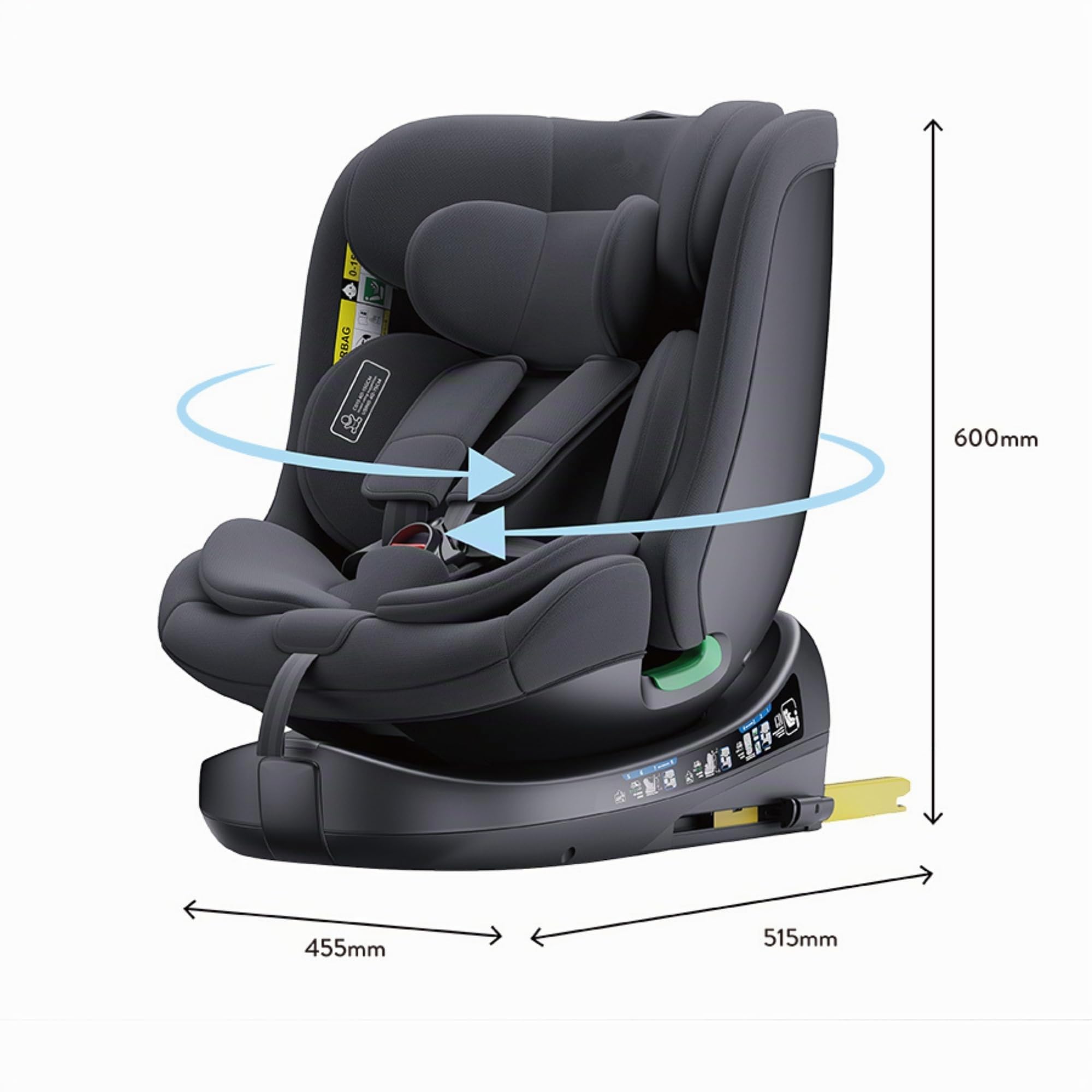 GLOKID seggiolino auto Isofix 360°Girevole Seggiolino Auto 0-36 Kg Gruppo 0/1/2/3, Regolabile in Altezza (Grigio)