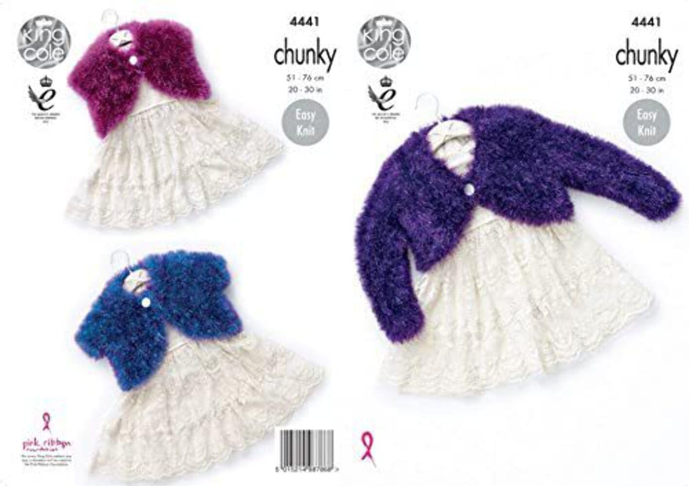 King Cole Girls Boleros Tinsel Knitting Pattern 4441 Chunky