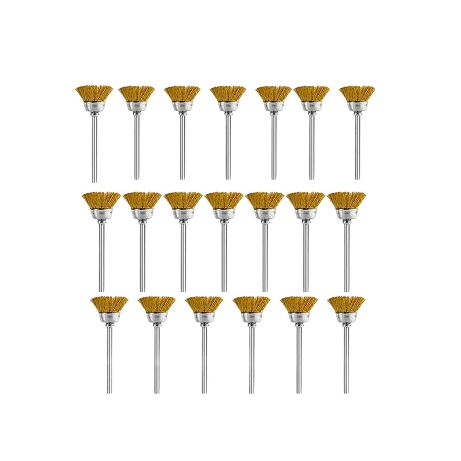 Wiertła z drucianymi szczotkami, Szczotka tarczowa do polerowania Narzędzie szlifowania Drut mosiężny Trzpień 3 mm metalu 10 lub 20 sztuk(20pcs Set)