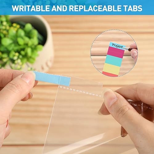 Miniatura 3 de Separadores de carpetas con pestañas, 8 protectores de hojas para carpeta de 3 anillas, separadores transparentes para 3 anillas, fundas para