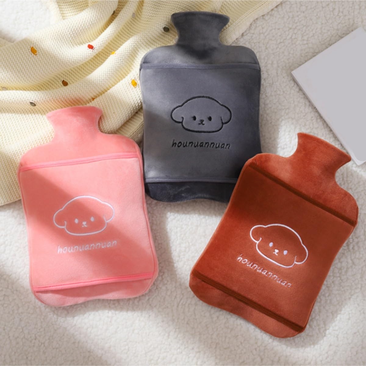 Bolsa de Agua Caliente Bolsa De Agua Caliente Llena De Agua Bolsa De Agua Caliente Llena De Agua Calentador De Barriga Calentador De Manos De Felpa Hot Water Bottle Segura(Bruin)