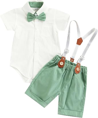 Infant Boy Clothes Baby Boys Gentleman Outfits Suits Long Sleeve Romper Shirts+Bib Pants+Bow Tie Clothes Set 0-3T
