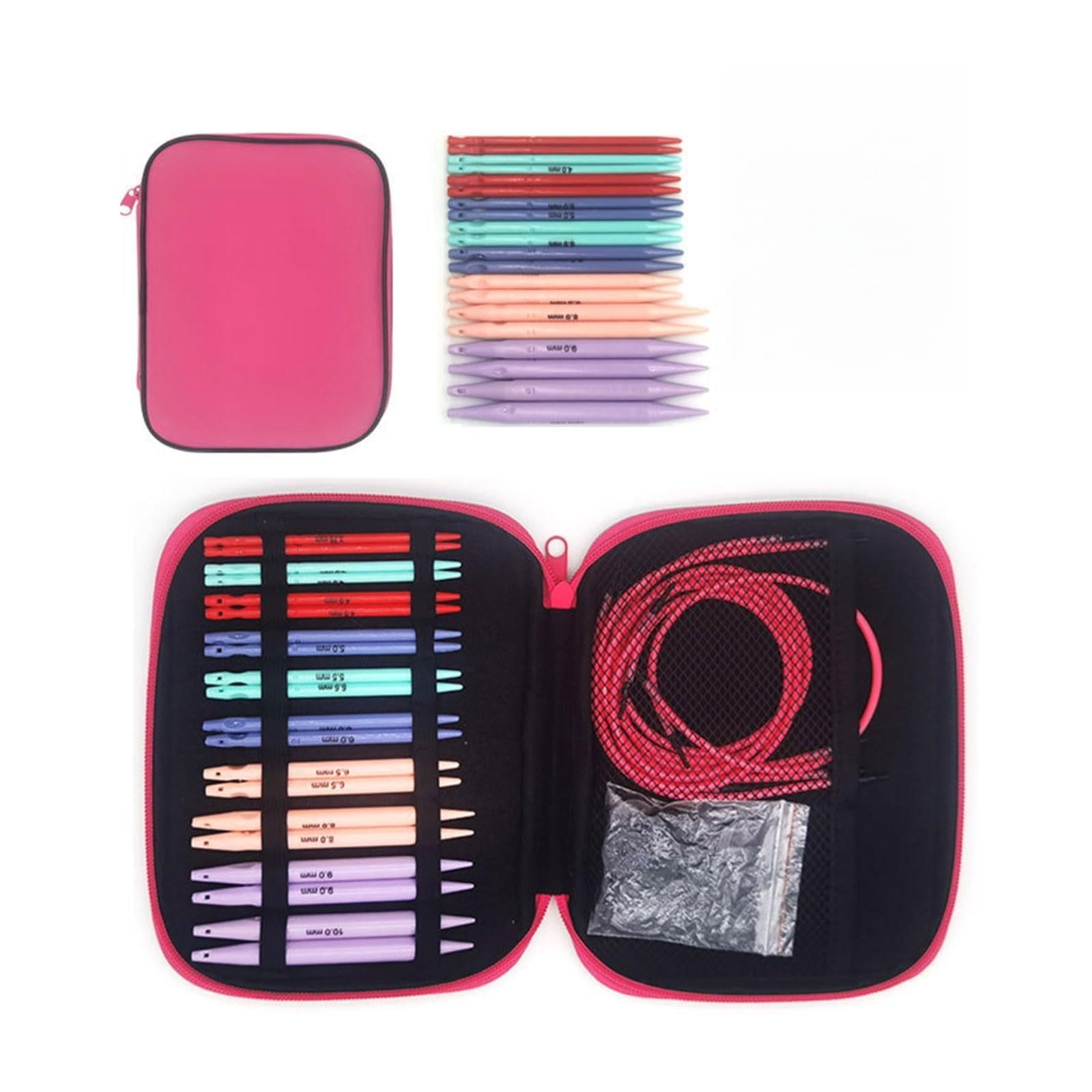 10Pairs ABS Interchangeable Circular Knitting Needle Set with Case for Weaving 3.75mm-10mm Needle Crochet Tool