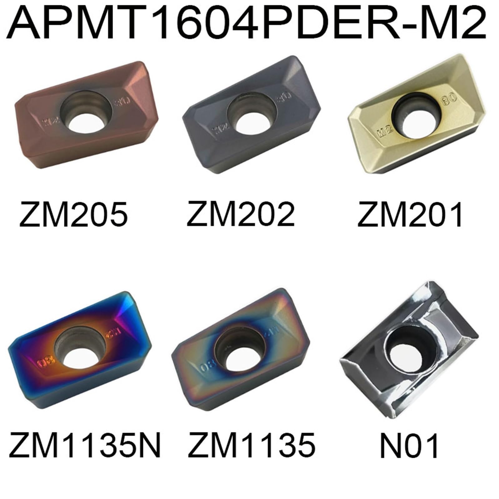 10 Uds Insertos De Carburo Herramientas Fresado Hombro Indexable CNC(APMT1604PDER-M2 N01)