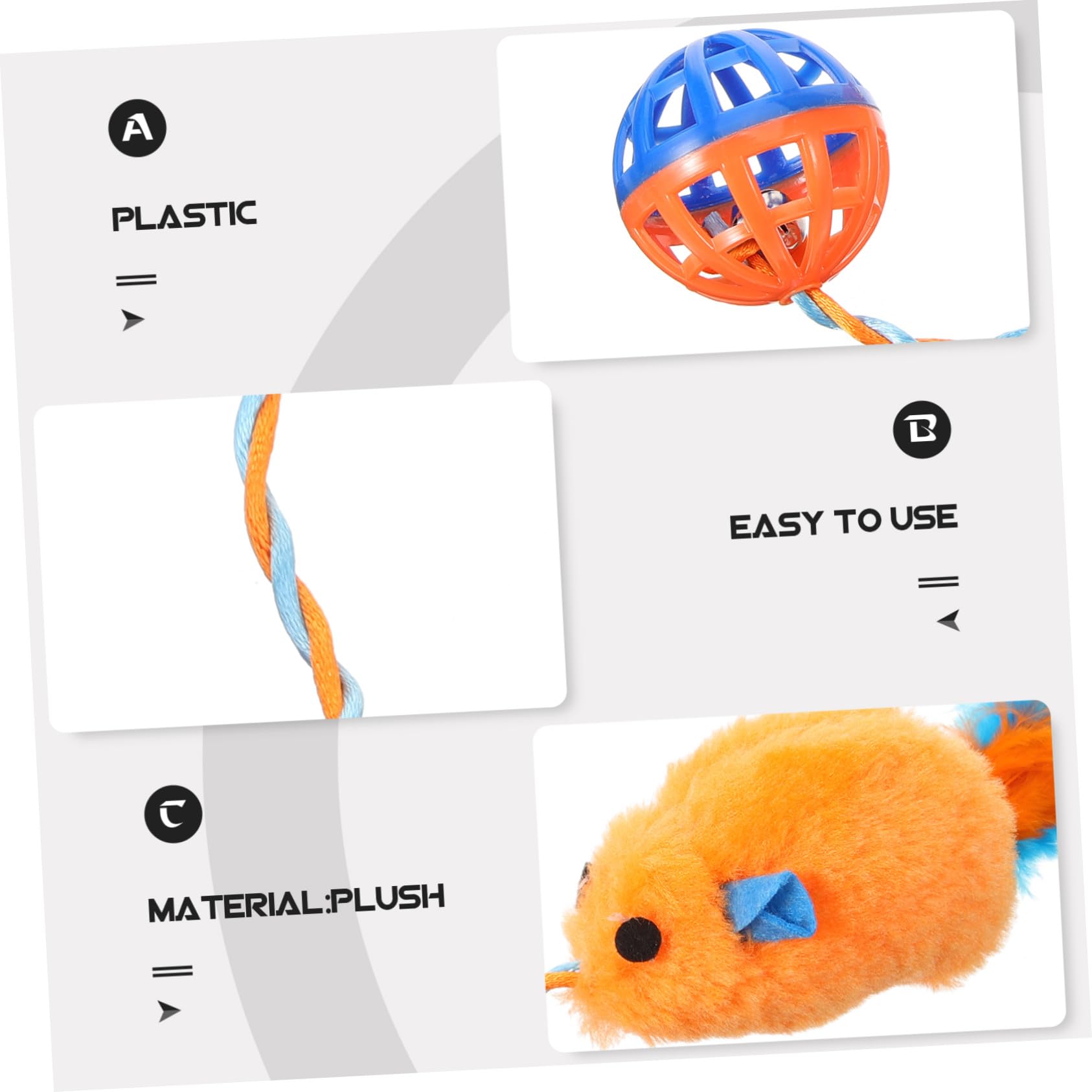 Toyvian Jouet D'entraînement Interactif pour Chatons en Peluche et Plastique avec Clochette, Résistant aux Morsures, pour Jeux D'intérieur et Soulagement du Stress
