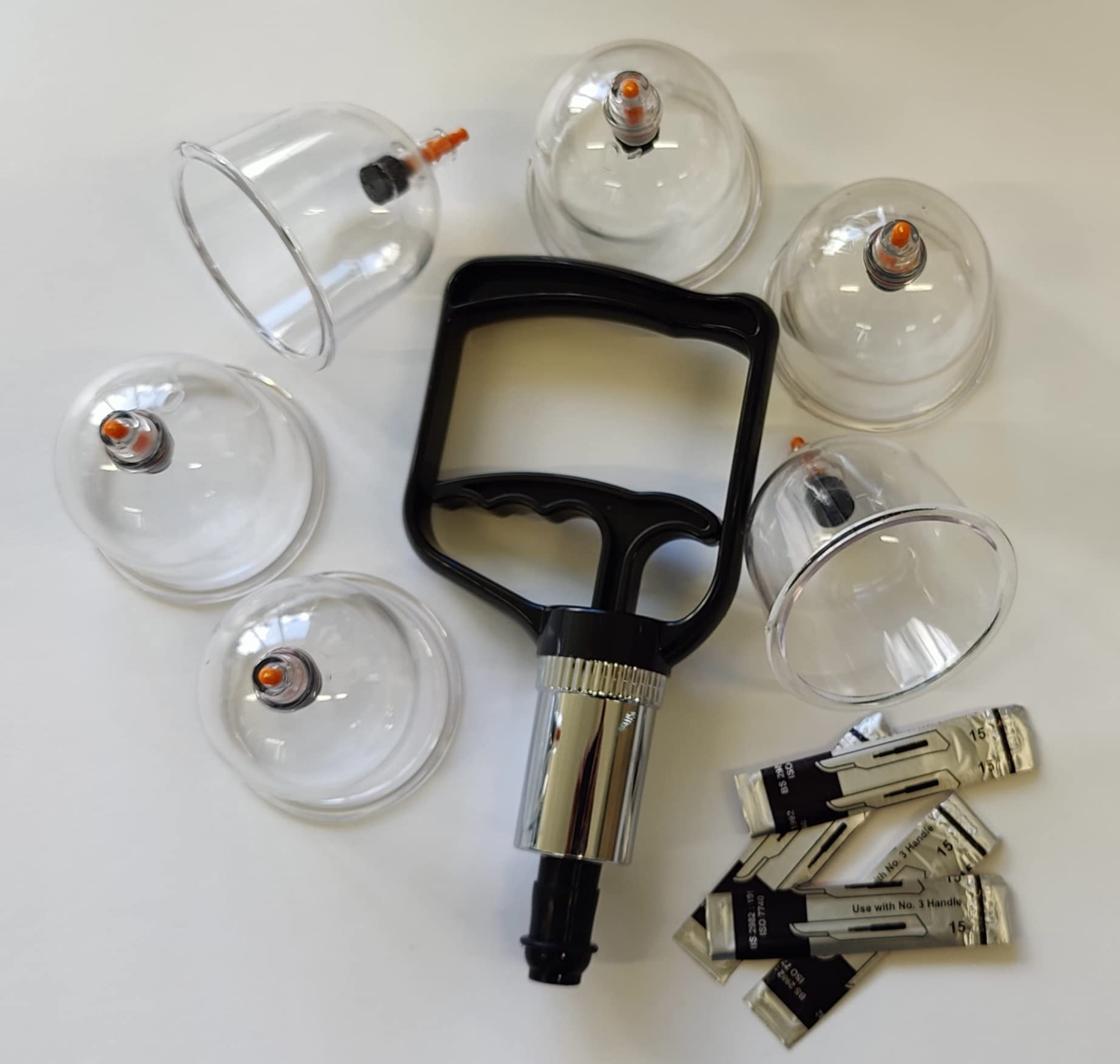 Starter Pack Premium Brand Quality Cupping Set Therapy Hijama Chinese Cupping Cups Includes (100 x Mixed Size Cups, 10 x Size 15 & 1 x Pump)