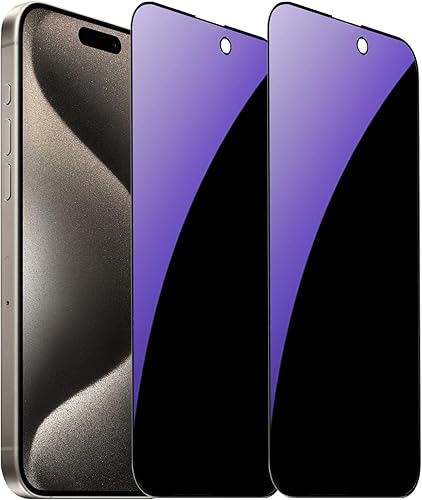 Paquete de 2 vidrios templados de privacidad anti-azul para iPhone 15 Pro Max, protector de pantalla anti-espía, película antiarañazos, cubierta disponible en Yaxa Venezuela