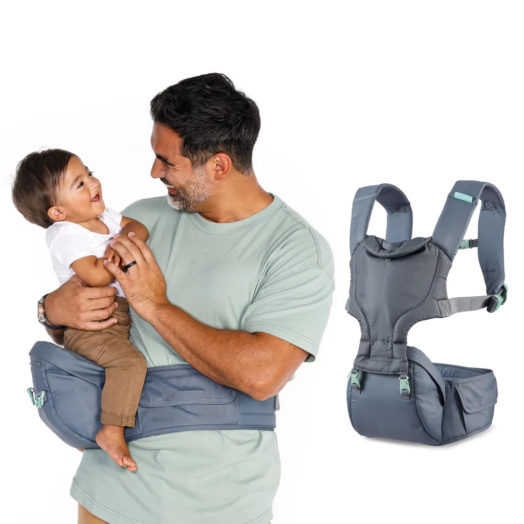 Infantino Hip Rider Plus 5-in-1 Hüftsitztrage für Säuglinge, grau