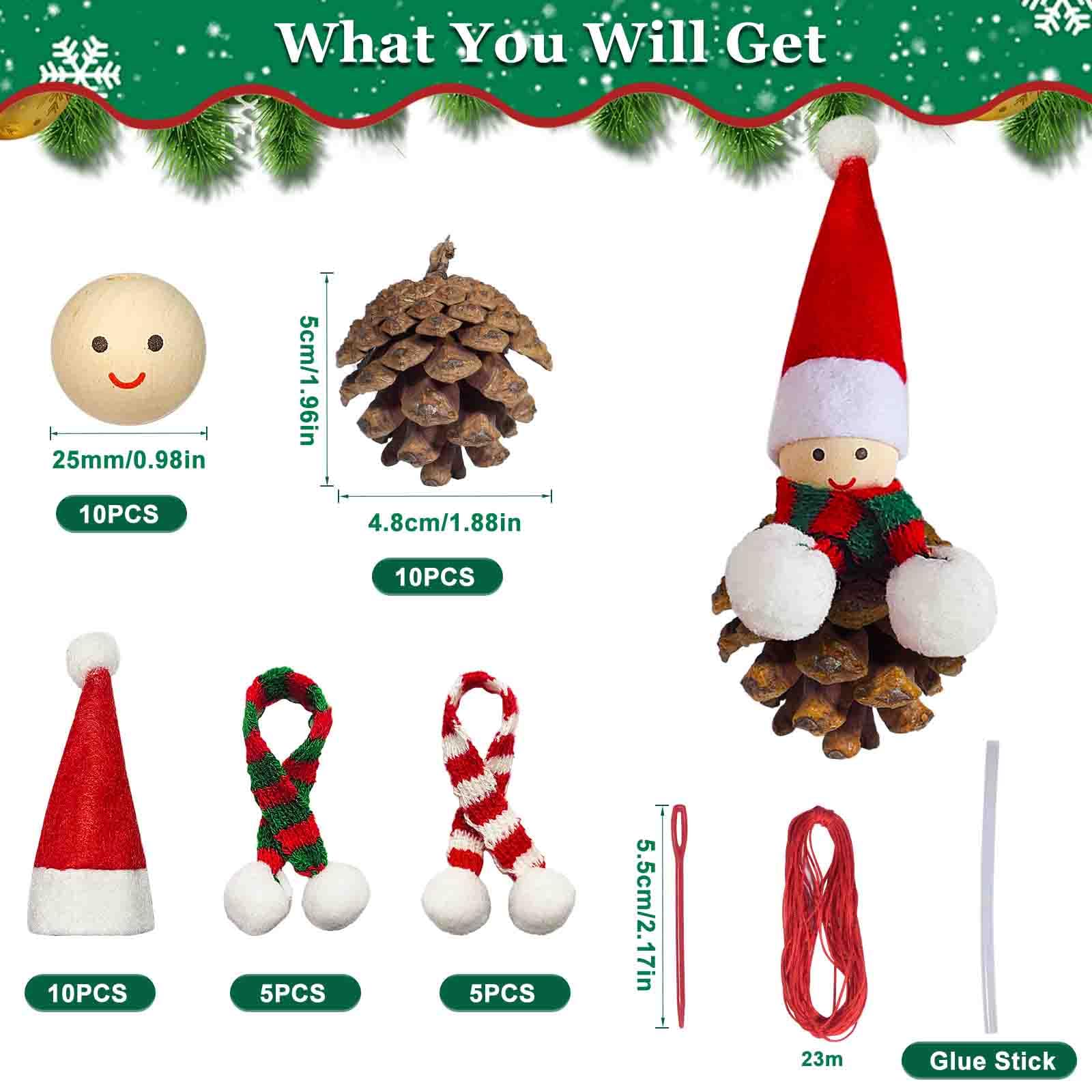 DONQL 10 Set Christmas Tree Decorations - Pine Cones Santa Claus Ornaments, Christmas Crafts, Xmas Decorations With Natural Pine Cones - Image 2