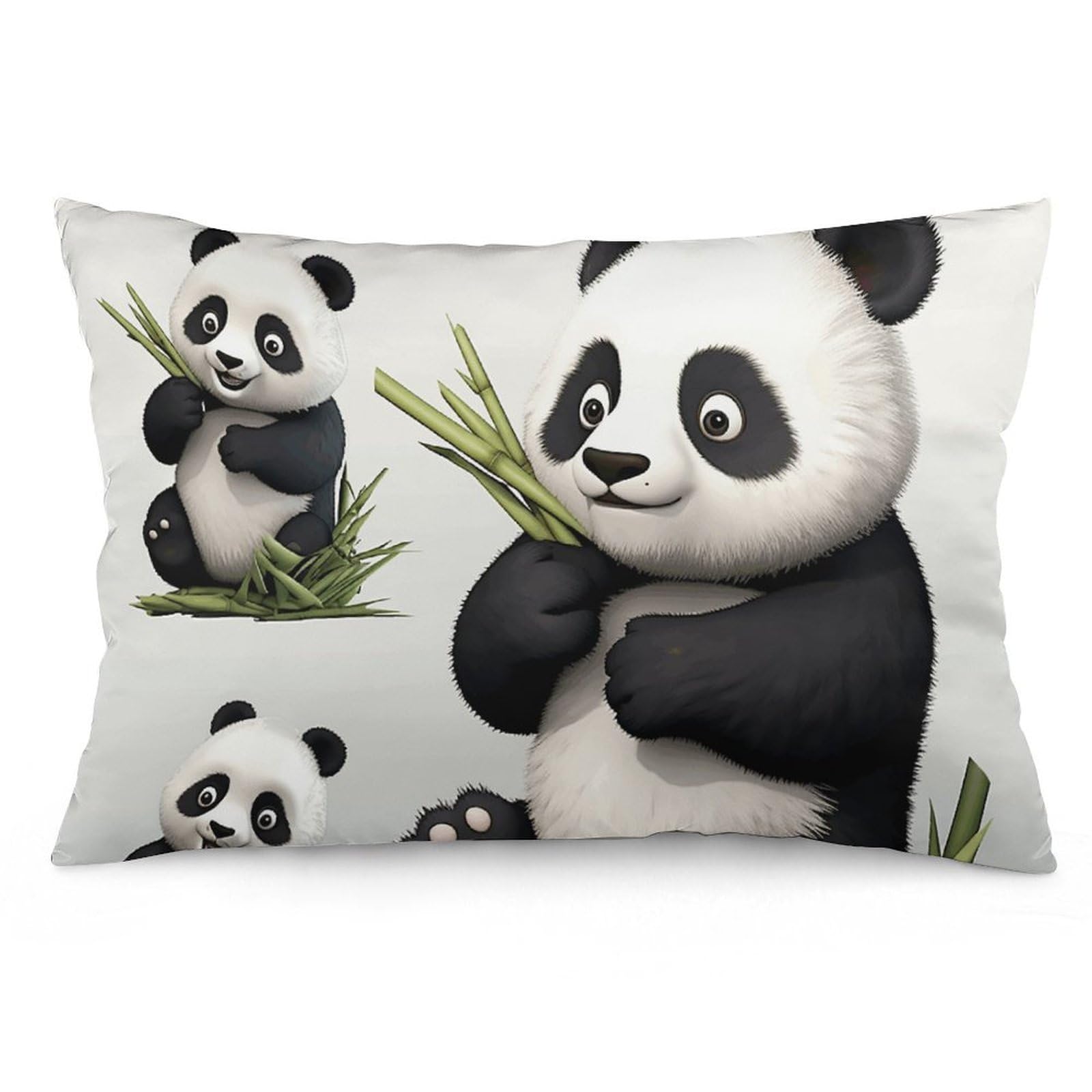 NONHAI 2 Pack Pillow Cases for Hair and Skin, Soft Breathable Pillow Case Covers with Hidden Zipper, Lovely Panda Pillowcase 12 "x20 Pillow Covers for Sleeping Gift