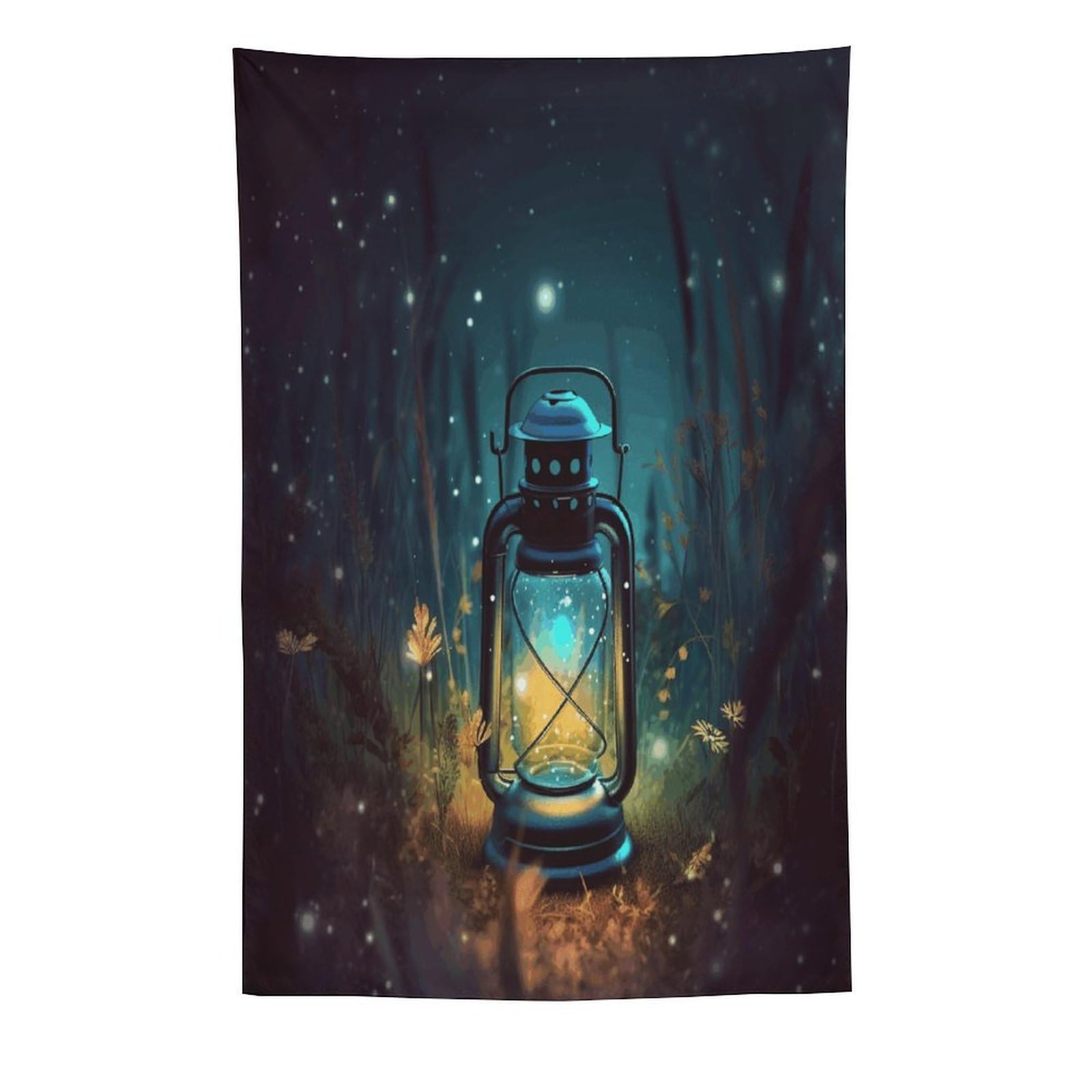 MUSM Fireflies And Lantern Tapestry with Installation Kit Personalized Wall Tapestry Aesthetic Tapestries Backdrop Banner Wall Art Hanging Decor for Home Picnic Beach Blanket 60"x90"
