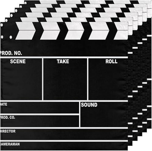 Miniatura 6 de Juego de 4 servilletas de tela negras de 20 x 20 pulgadas, servilletas de tela para cine, lavables, reutilizables, para cocina, decoración de mesa