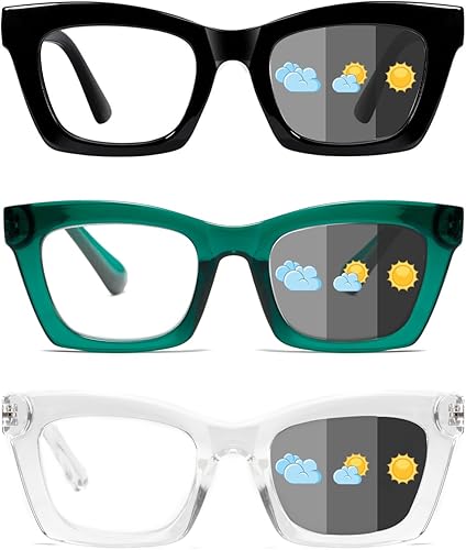 Miniatura 7 de Hubeye Paquete de 3 lentes de lectura estilo Oprah para mujeres y hombres, bloqueo de luz azul, lectores cuadrados para computadora con bisagra de