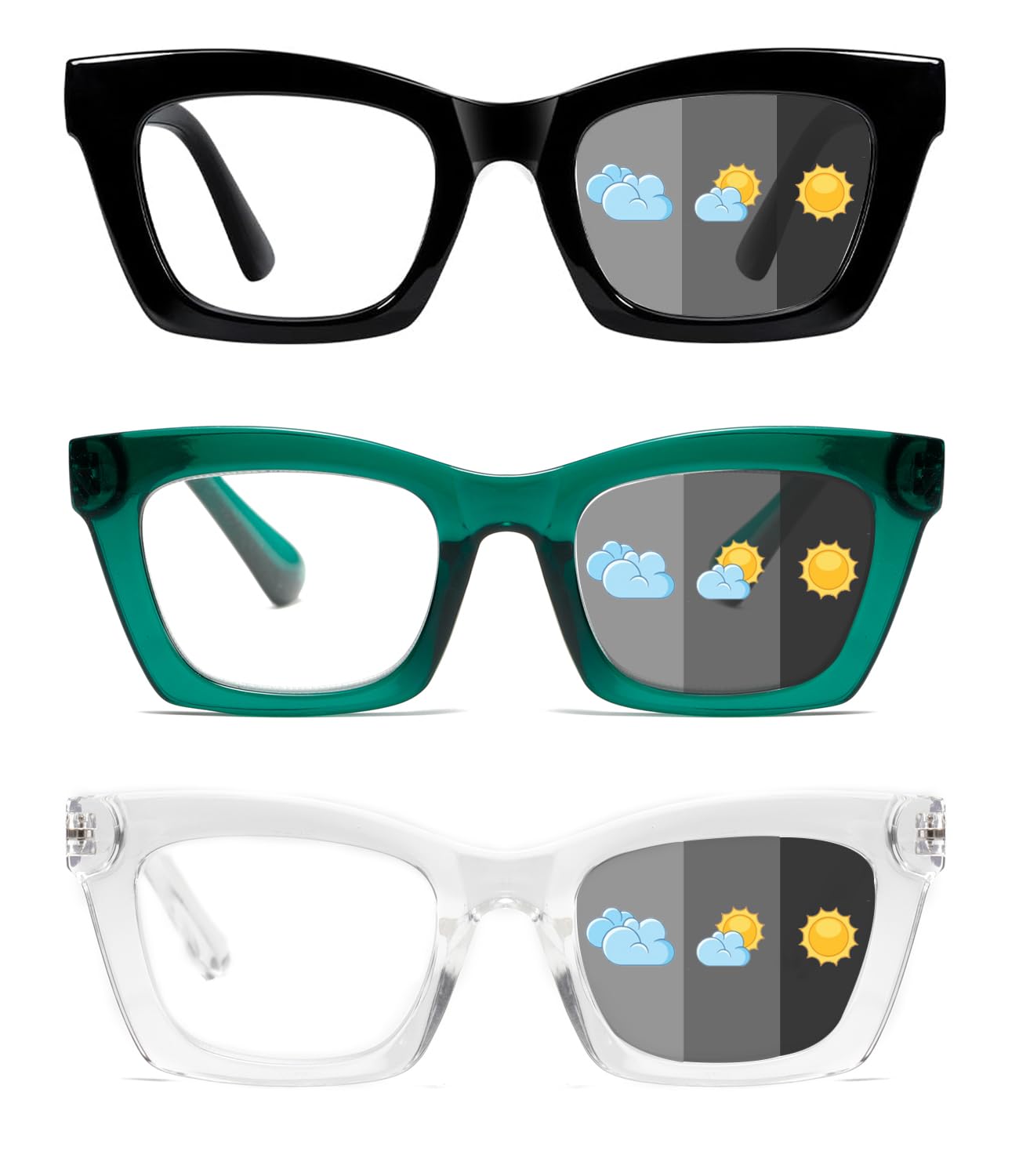 Hubeye Gafas de lectura para Mujeres de Moda Anteojos de lectura con Bisagra de resorte ultraligeras anti luz azul (Negro+Verde, 2.50) — view 9