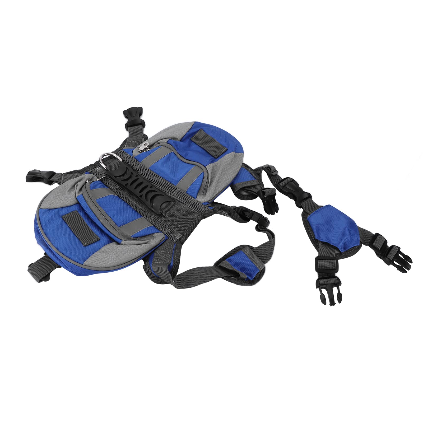Paquete De Alforjas Para Perros, Mochila De Senderismo Para Perros, Con Tira Reflectante, Alforja Para Perros Para Viajes Y Acampadas, Perros Pequeños, Medianos Y Grandes(S-Azul y gris)