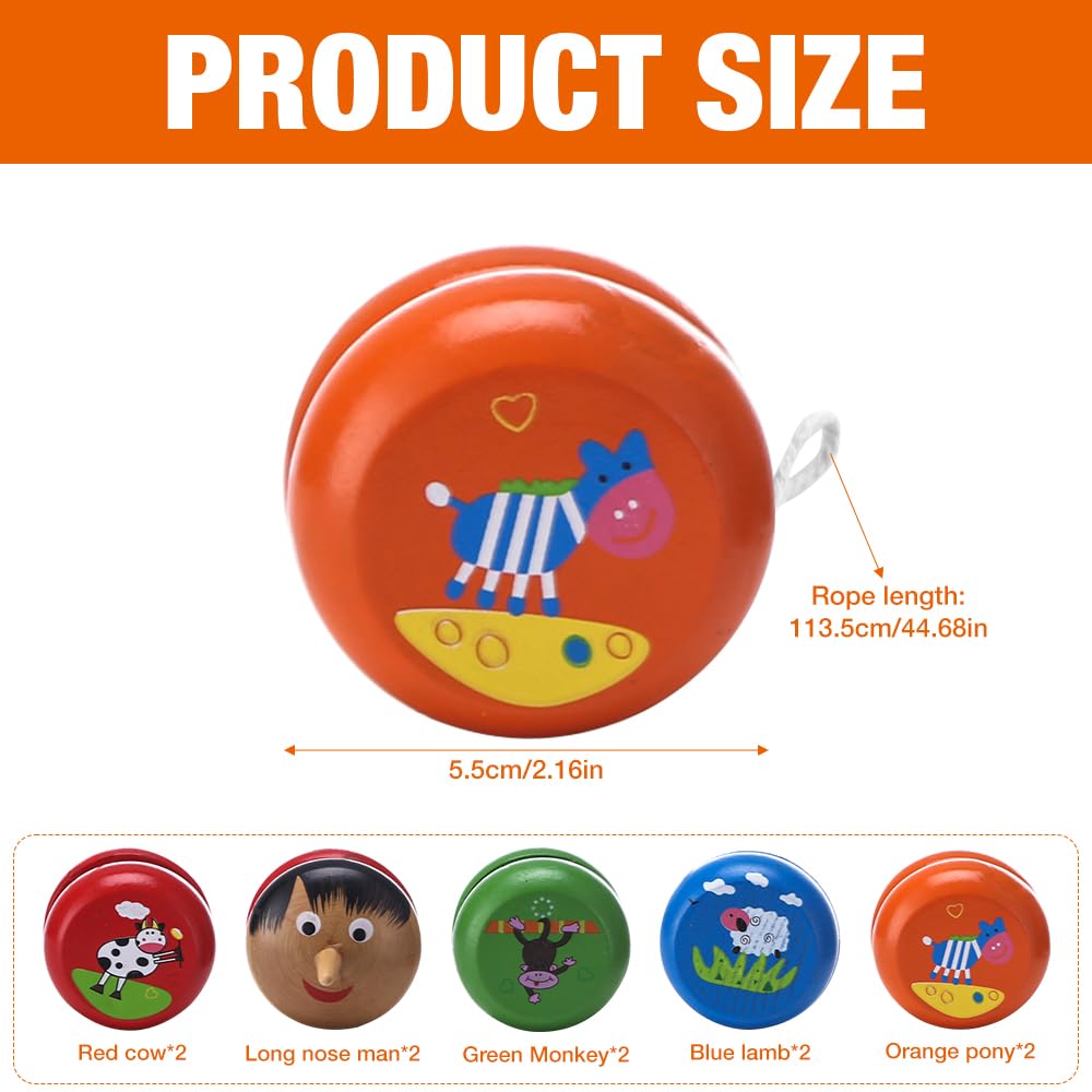 PLLYPE YoYo Spielzeug 10 Stück - Holz JoJo Für Kinder Bunt