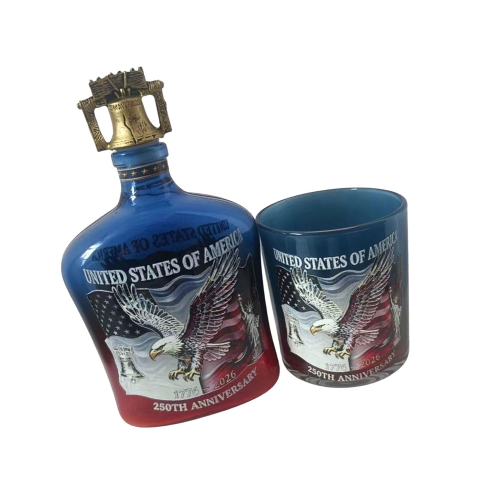 Xinsheinelry Commemorative Americans 250Th Anniversary Whiskeys Dispenser Liquor Bottle Cup for Collectors and Enthusiasts Collectible Liquor Pourer Set