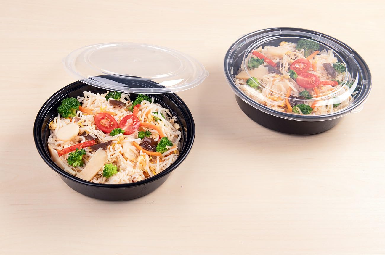 Rosenstein & Söhne Lunchbox-Set: 100er-Set Lebensmittel-Boxen mit Deckeln, 900 ml, rund (Frühstückdose, Boxen mit Trennfächern, Frischhaltedosen)