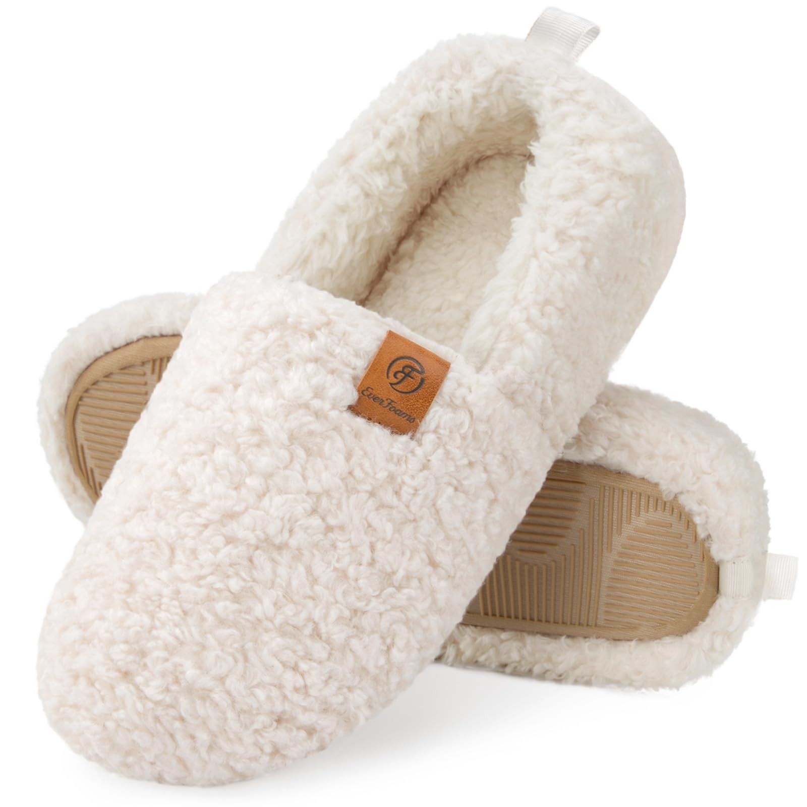 Women's Fuzzy Full Slippers Soft Comfy Faux Shearling Memory Foam Indoor House Shoes