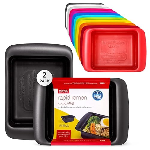 Rapid Ramen Cooker - Microwave Ramen in 3 Minutes - BPA Free and Dishwasher Safe | Perfect for Dorm, Small Kitchen, or Office (2-Pack,Black) - Black - 2 Pack