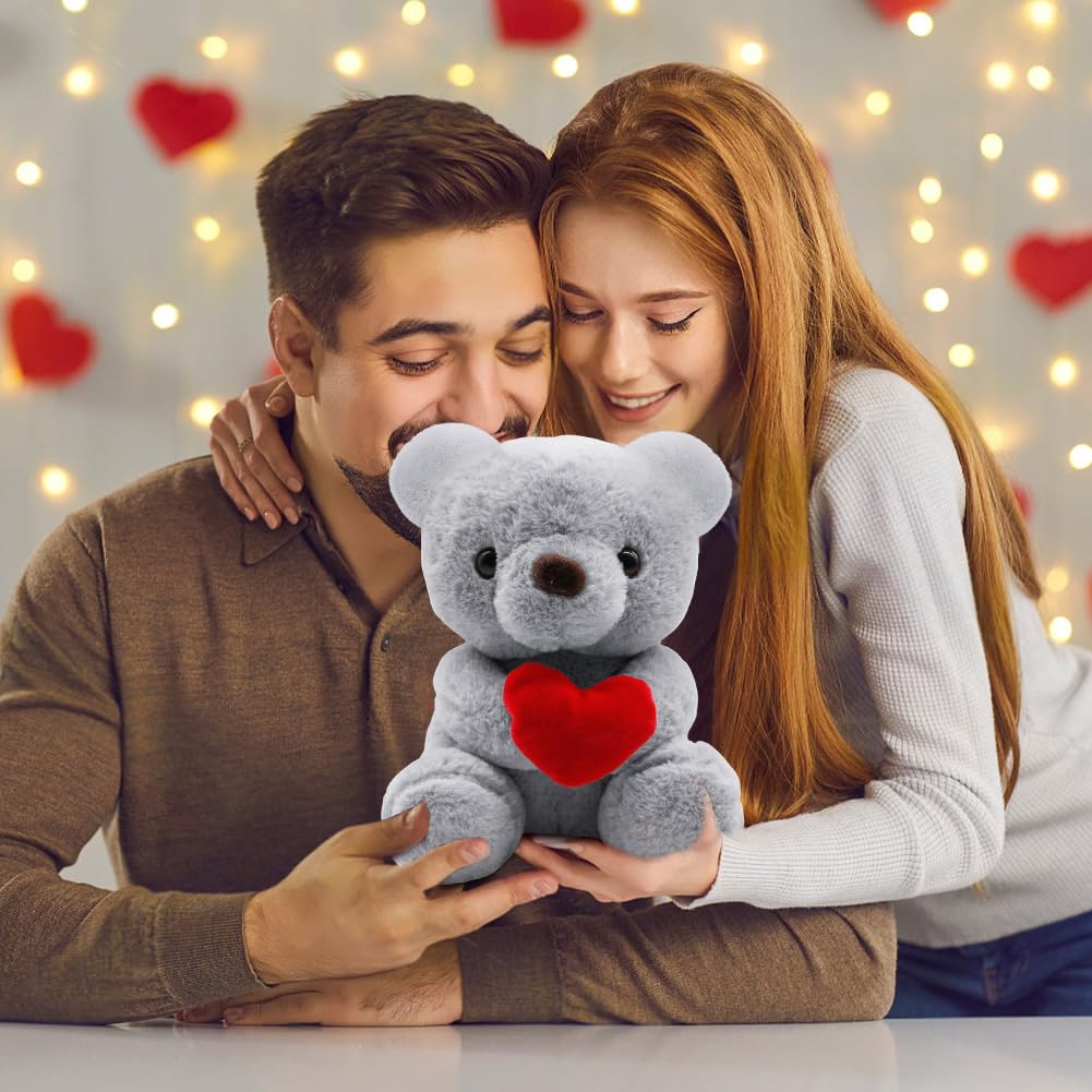 Fouvin Teddy bear with heart, plush bear, teddy bear with love, 23 cm teddy bear rose soft toy decoration room, cuddly toy - Image 4