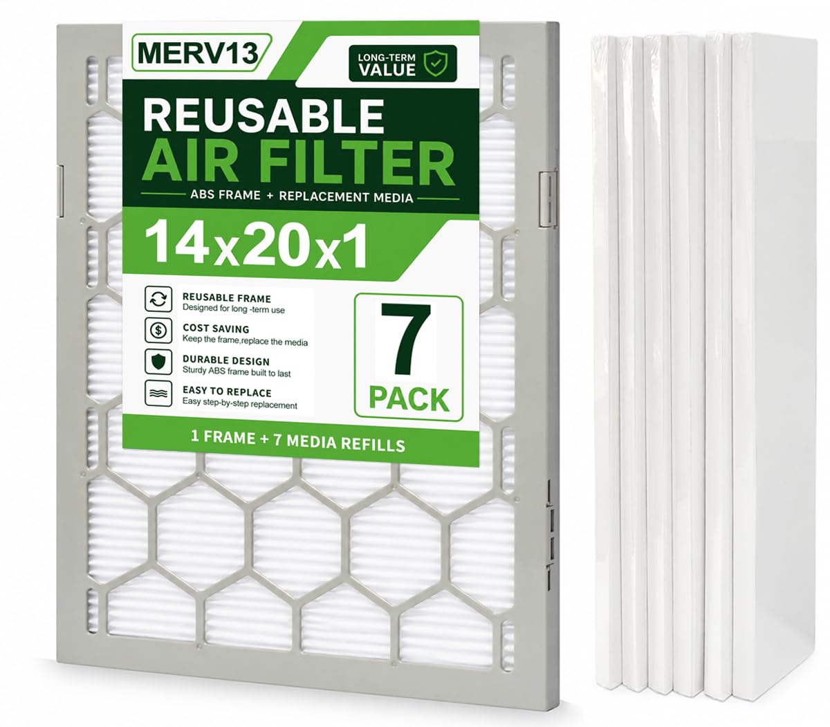 Photo 1 of ***FACTORY SEALED*** 14x20x1 MERV 13 Air Filter,AC Furnace Air Filter,Reusable ABS Plastic Frame